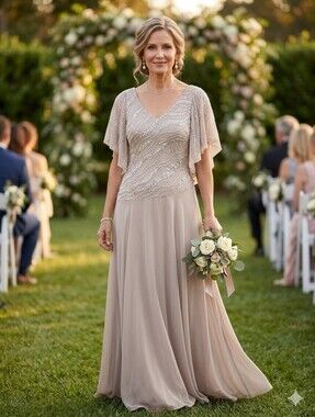 j kara champagne dress J Kara | Dresses | J Kara Size Hunter Green Beaded Flutter Sleeve Chiffon  Gown